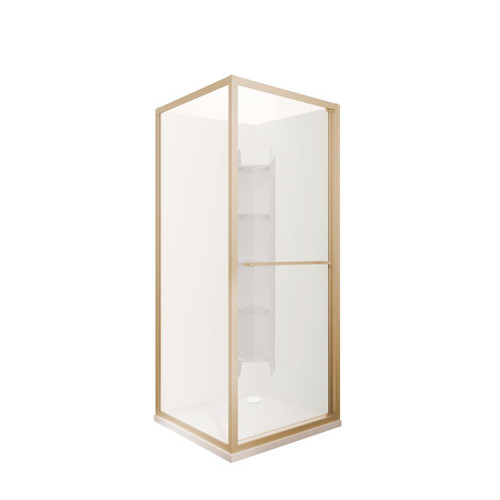 Tivoli Inslide Shower 900 x 900mm Brushed Brass Corner Contour Plus Wall Rear Waste