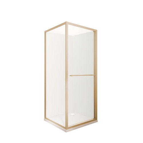 Tivoli Inslide Shower 900 x 900mm Brushed Brass Flat Wall Rear Waste