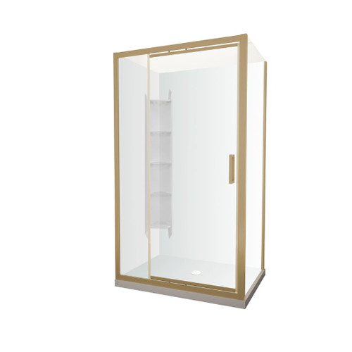 Tivoli Inswing Shower 1200 x 1000mm Brushed Brass Corner Contour Plus Wall Centre Waste Right Hand