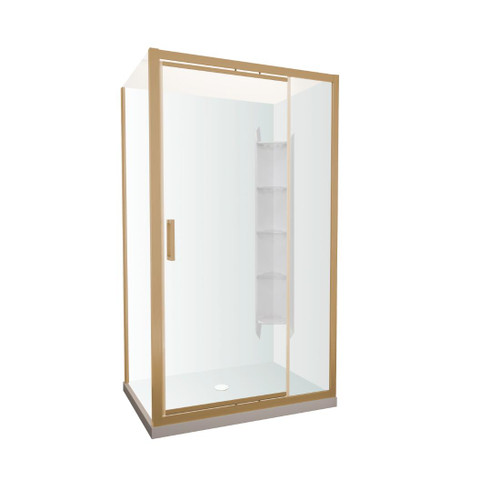 Tivoli Inswing Shower 1200 x 1000mm Brushed Brass Corner Contour Plus Wall Centre Waste Left Hand