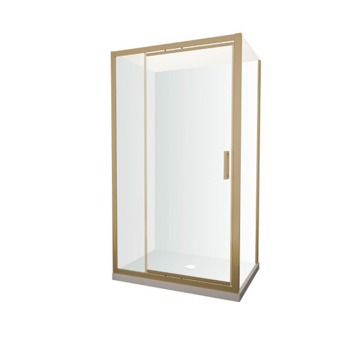 Tivoli Inswing Shower 1200 x 900mm Brushed Brass Flat Wall Centre Waste Right Hand