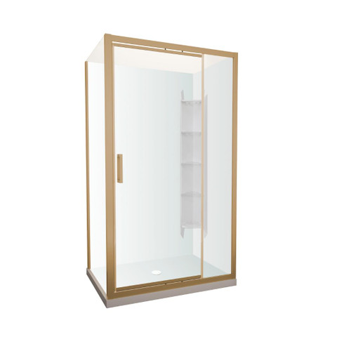 Tivoli Inswing Shower 1200 x 900mm Brushed Brass Corner Contour Plus Wall Centre Waste Left Hand