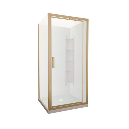 Tivoli Inswing Shower 1000 x 1000mm Brushed Brass Corner Contour Plus Wall Centre Waste