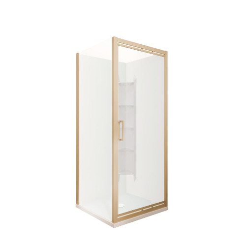 Tivoli Inswing Shower 900 x 900mm Brushed Brass Corner Contour Plus Wall Centre Waste