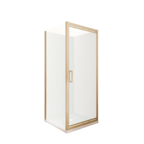 Tivoli Inswing Shower 900 x 900mm Brushed Brass Flat Wall Centre Waste