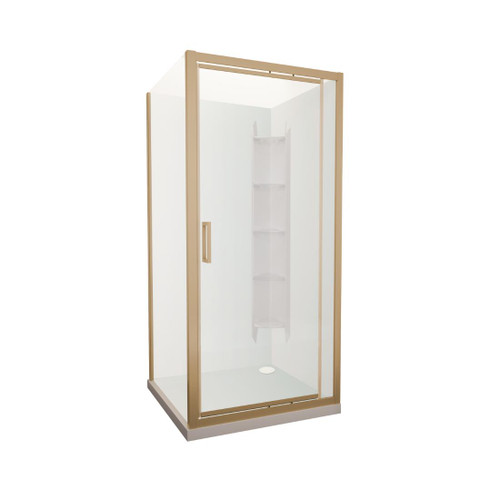 Tivoli Inswing Shower 1000 x 1000mm Brushed Brass Corner Contour Plus Wall Rear Waste