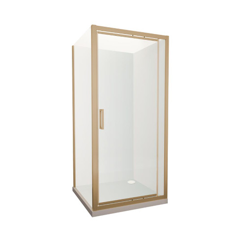 Tivoli Inswing Shower 1000 x 1000mm Brushed Brass Flat Wall Rear Waste