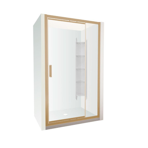 Tivoli Inswing Alcove Shower 1200 x 1000mm Brushed Brass Corner Contour Plus Wall Centre Waste