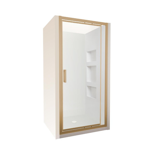 Tivoli Inswing Alcove Shower 1000 x 1000mm Brushed Brass Side Recessed Wall Centre Waste
