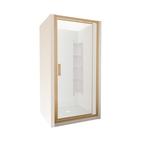 Tivoli Inswing Alcove Shower 1000 x 1000mm Brushed Brass Corner Contour Plus Wall Centre Waste