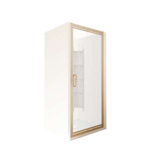 Tivoli Inswing Alcove Shower 900 x 900mm Brushed Brass Corner Contour Plus Wall Centre Waste