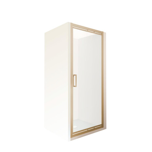 Tivoli Inswing Alcove Shower 900 x 900mm Brushed Brass Flat Wall Centre Waste