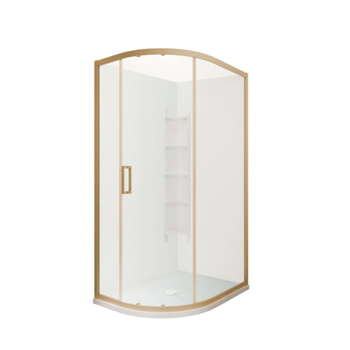 Tivoli Round Sliding Shower 1200 x 900mm Brushed Brass Corner Contour Plus Wall Centre Waste Right Hand