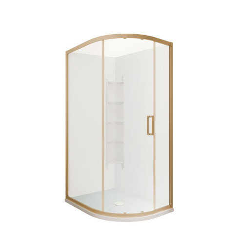 Tivoli Round Sliding Shower 1200 x 900mm Brushed Brass Corner Contour Plus Wall Centre Waste Left Hand