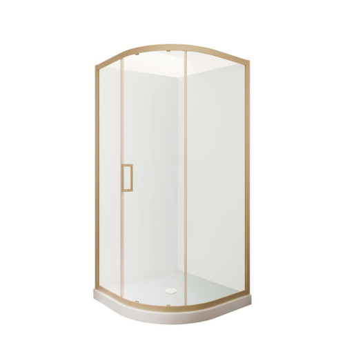 Tivoli Round Sliding Shower 1000 x 1000mm Brushed Brass Flat Wall Centre Waste
