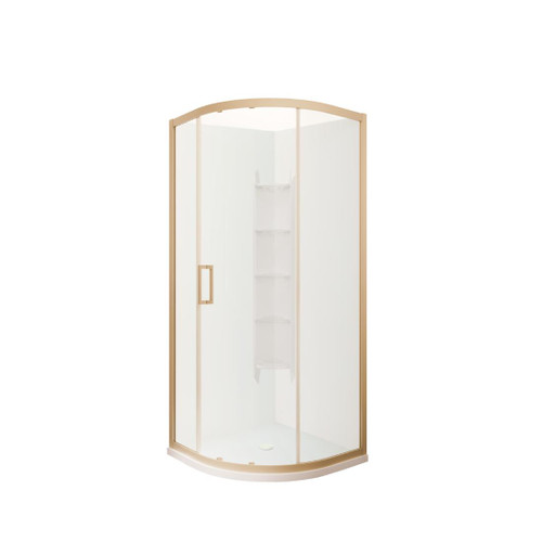 Tivoli Round Sliding Shower 900 x 900mm Brushed Brass Corner Contour Plus Wall Centre Waste