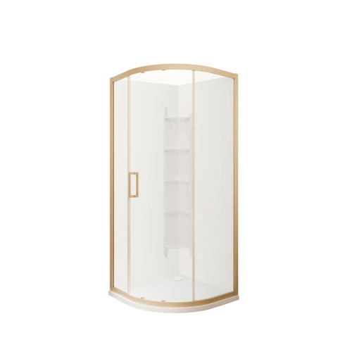 Tivoli Round Sliding Shower 900 x 900mm Brushed Brass Corner Contour Plus Wall Rear Waste