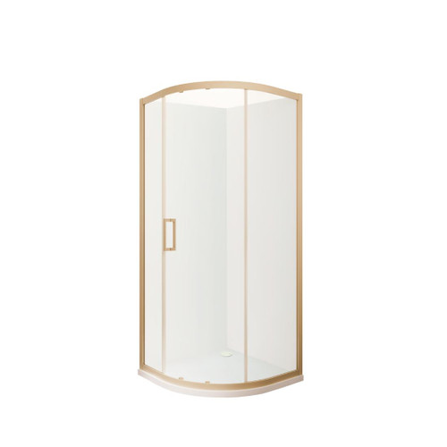 Tivoli Round Sliding Shower 900 x 900mm Brushed Brass Flat Wall Rear Waste