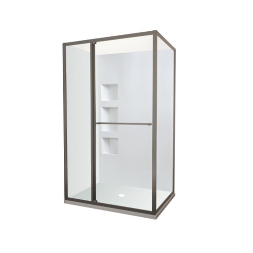 Tivoli Inslide Shower 1200 x 1000mm Gunmetal Side Recessed Wall Centre Waste Right Hand