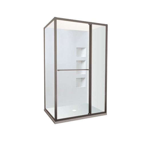 Tivoli Inslide Shower 1200 x 1000mm Gunmetal Side Recessed Wall Centre Waste Left Hand