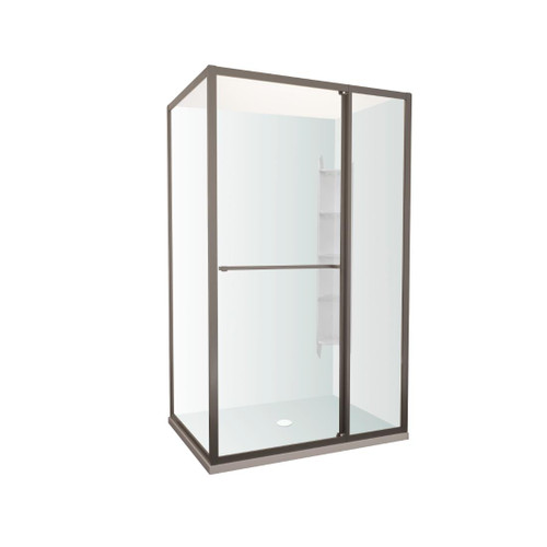 Tivoli Inslide Shower 1200 x 1000mm Gunmetal Corner Contour Plus Wall Centre Waste Left Hand