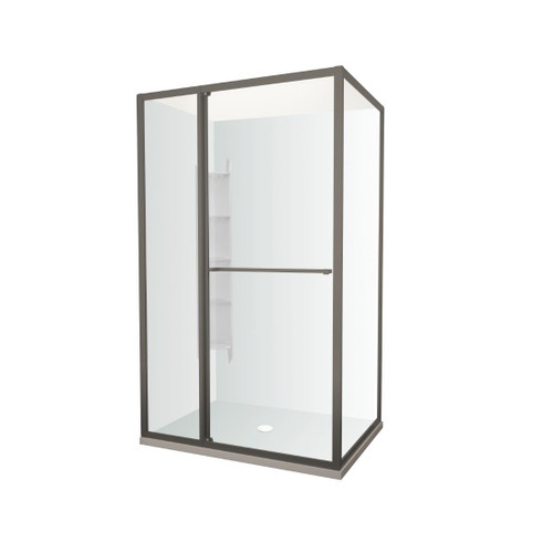 Tivoli Inslide Shower 1200 x 900mm Gunmetal Corner Contour Plus Wall Centre Waste Right Hand