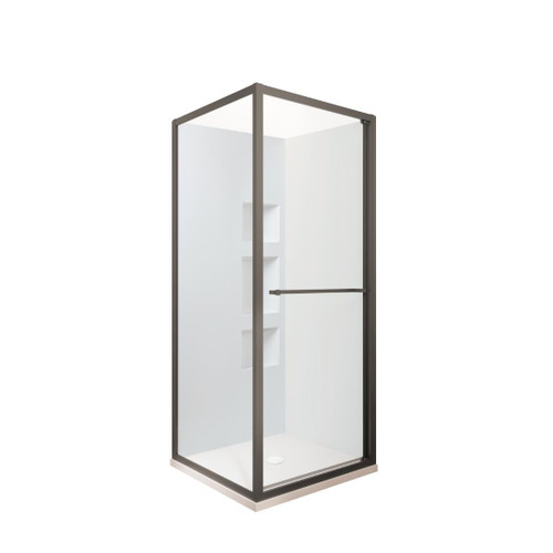 Tivoli Inslide Shower 900 x 900mm Gunmetal Side Recessed Wall Centre Waste