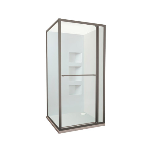 Tivoli Inslide Shower 1000 x 1000mm Gunmetal Side Recessed Wall Rear Waste