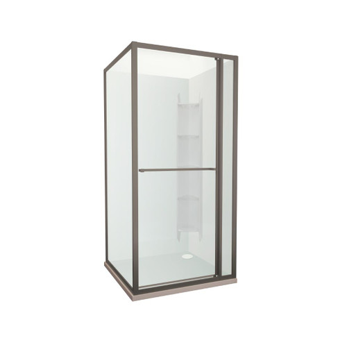 Tivoli Inslide Shower 1000 x 1000mm Gunmetal Corner Contour Plus Wall Rear Waste