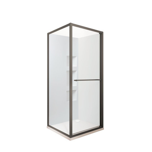 Tivoli Inslide Shower 900 x 900mm Gunmetal Side Recessed Wall Rear Waste