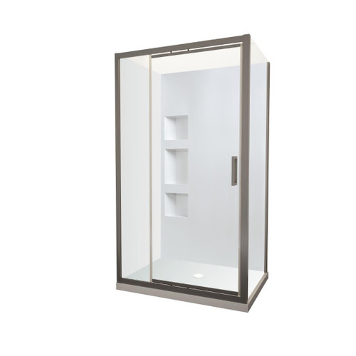 Tivoli Inswing Shower 1200 x 1000mm Gunmetal Side Recessed Wall Centre Waste Right Hand