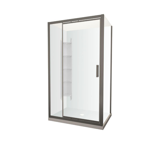 Tivoli Inswing Shower 1200 x 900mm Gunmetal Corner Contour Plus Wall Centre Waste Right Hand