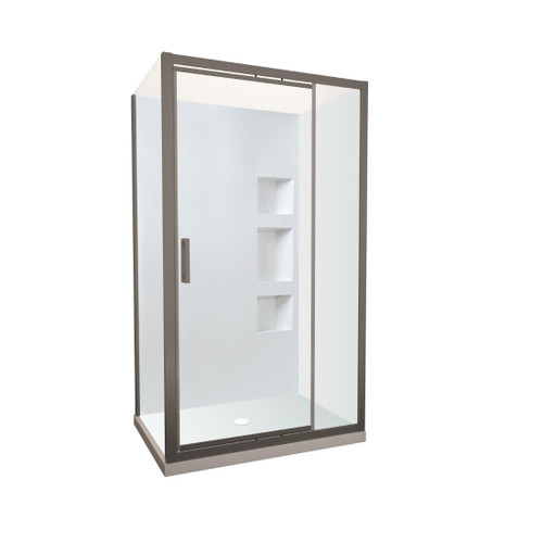 Tivoli Inswing Shower 1200 x 900mm Gunmetal Side Recessed Wall Centre Waste Left Hand