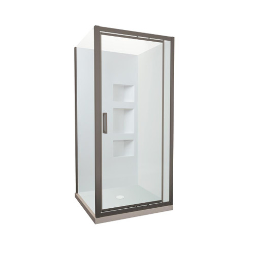 Tivoli Inswing Shower 1000 x 1000mm Gunmetal Side Recessed Wall Centre Waste