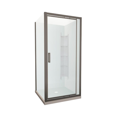 Tivoli Inswing Shower 1000 x 1000mm Gunmetal Corner Contour Plus Wall Centre Waste