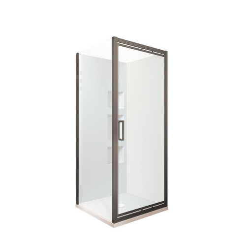 Tivoli Inswing Shower 900 x 900mm Gunmetal Side Recessed Wall Centre Waste