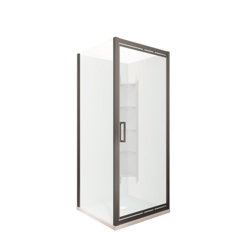 Tivoli Inswing Shower 900 x 900mm Gunmetal Corner Contour Plus Wall Centre Waste