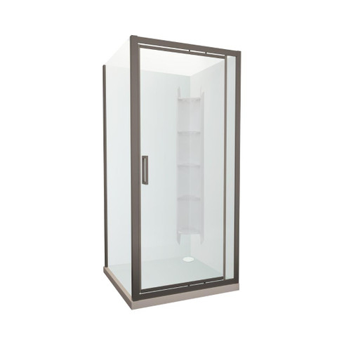Tivoli Inswing Shower 1000 x 1000mm Gunmetal Corner Contour Plus Wall Rear Waste