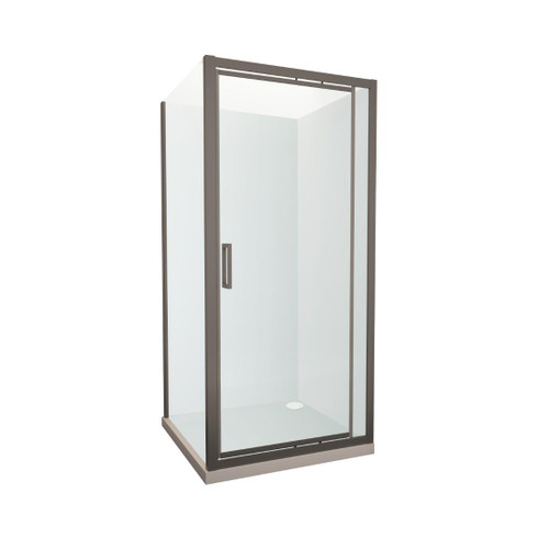 Tivoli Inswing Shower 1000 x 1000mm Gunmetal Flat Wall Rear Waste