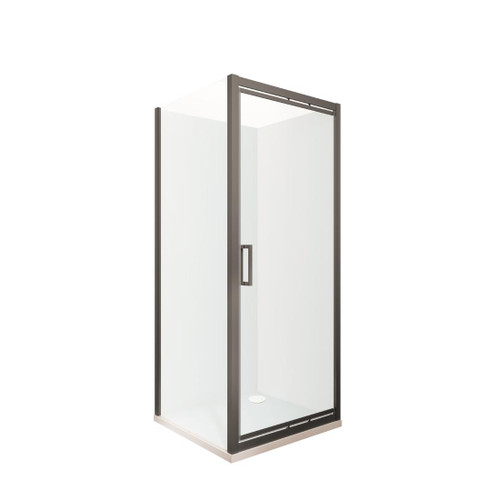Tivoli Inswing Shower 900 x 900mm Gunmetal Flat Wall Rear Waste