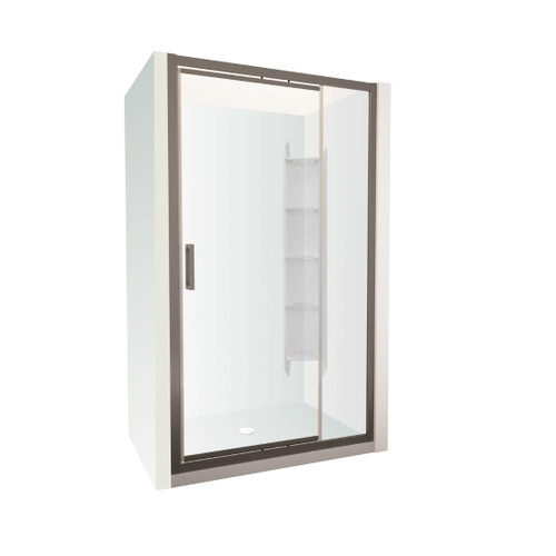 Tivoli Inswing Alcove Shower 1200 x 1000mm Gunmetal Corner Contour Plus Wall Centre Waste