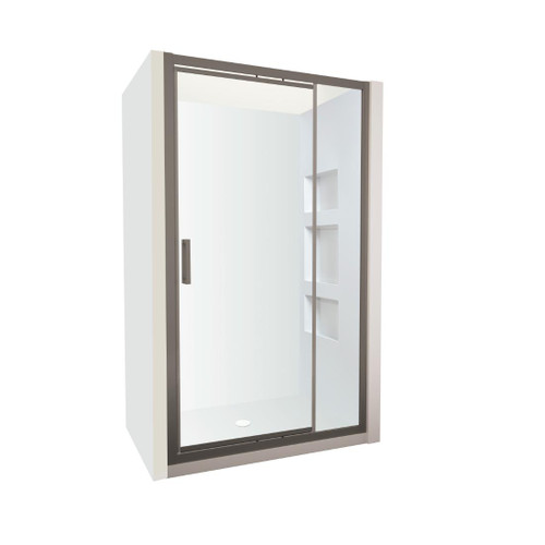 Tivoli Inswing Alcove Shower 1200 x 900mm Gunmetal Side Recessed Wall Centre Waste