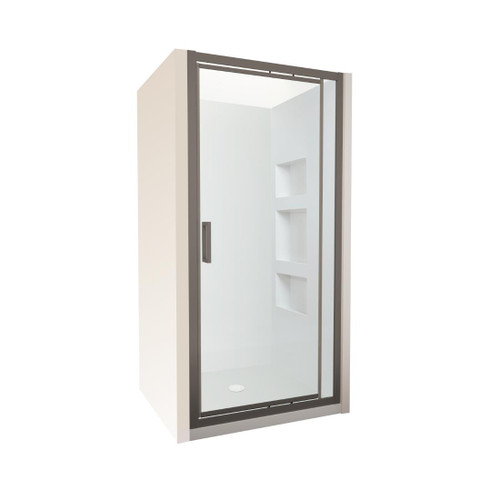 Tivoli Inswing Alcove Shower 1000 x 1000mm Gunmetal Side Recessed Wall Centre Waste