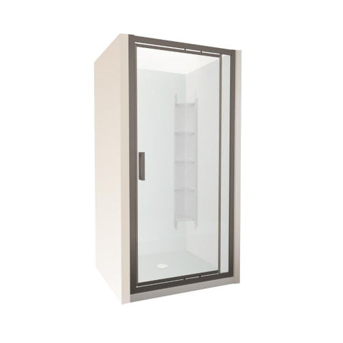 Tivoli Inswing Alcove Shower 1000 x 1000mm Gunmetal Corner Contour Plus Wall Centre Waste