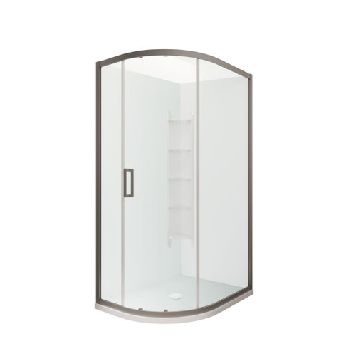 Tivoli Round Sliding Shower 1200 x 900mm Gunmetal Corner Contour Plus Wall Centre Waste Right Hand