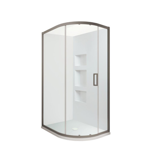 Tivoli Round Sliding Shower 1200 x 900mm Gunmetal Side Recessed Wall Centre Waste Left Hand