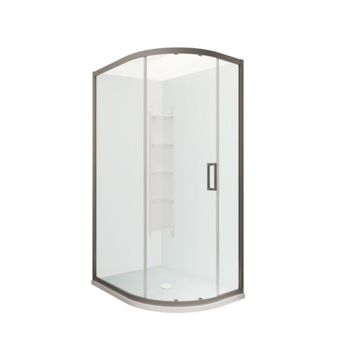 Tivoli Round Sliding Shower 1200 x 900mm Gunmetal Corner Contour Plus Wall Centre Waste Left Hand