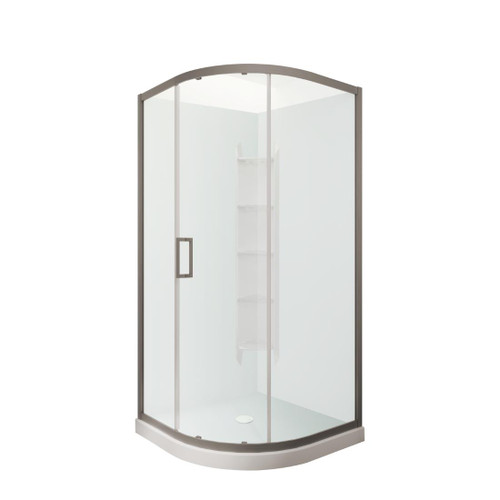 Tivoli Round Sliding Shower 1000 x 1000mm Gunmetal Corner Contour Plus Wall Centre Waste