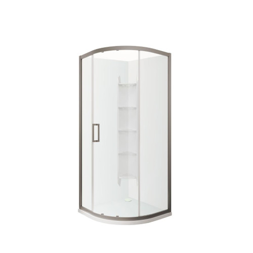 Tivoli Round Sliding Shower 900 x 900mm Gunmetal Corner Contour Plus Wall Rear Waste