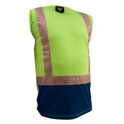 Caution Singlet Size 7XL Fluoro Yellow Navy